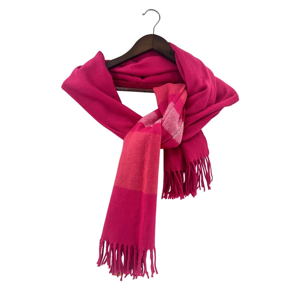 All For Color Pink Stripe Scarf Fuchsia Acrylic Fringe EASC5101 NWT